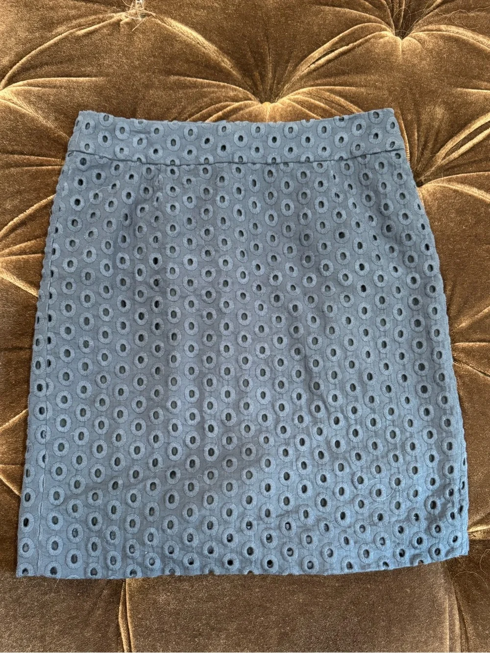 J. Crew Slate Blue Eyelet Mini Skirt